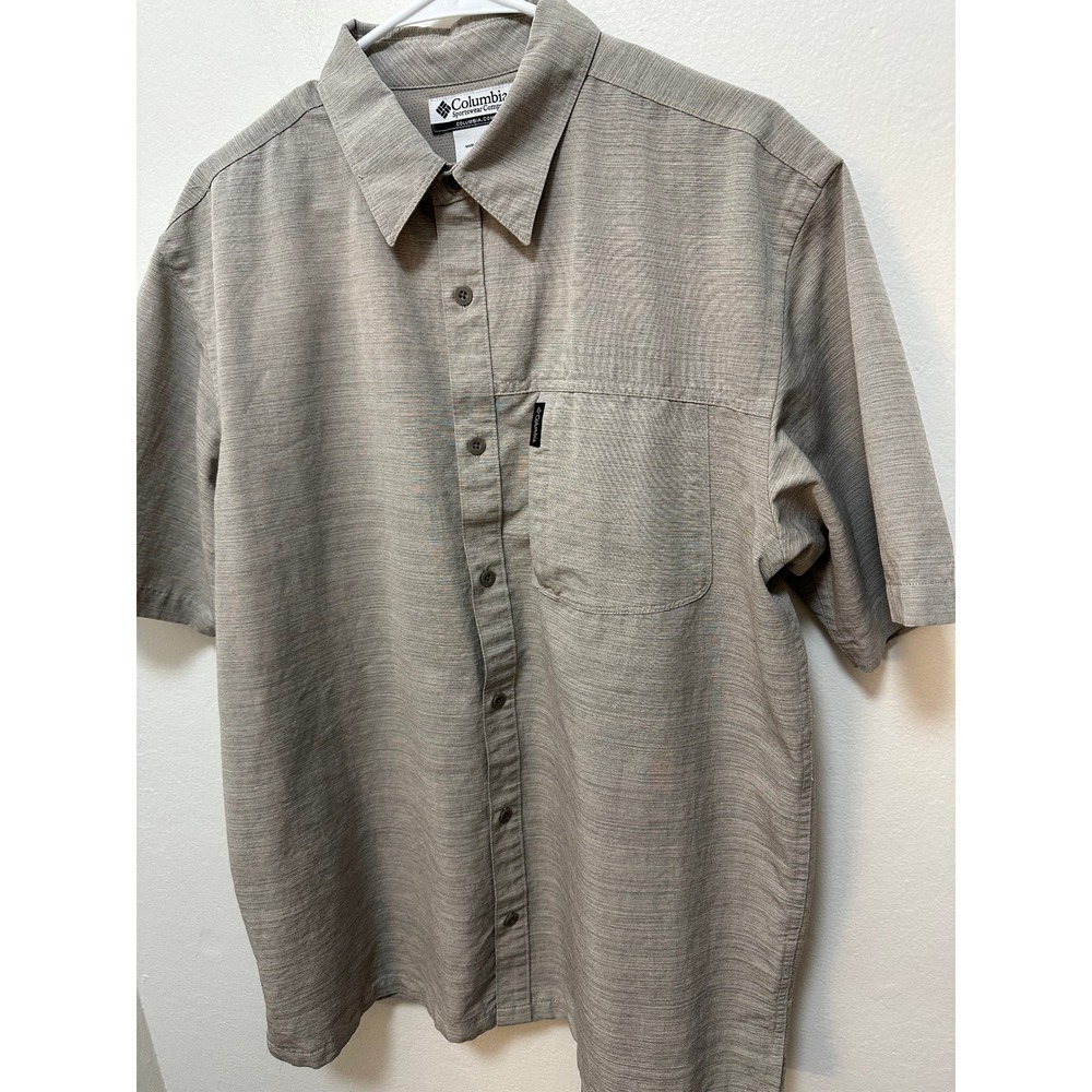 Columbia Men's Shirt Short Sleeve Button Up Casual Plaid Lightweight Beige Large - Picture 5 of 12
